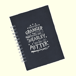 Cuaderno A5 - Harry Potter "Study like Granger, Protect like Weasley, Live like Harry Potter"