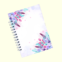 Cuaderno A5 - Flores Acuarela Violeta y Azul