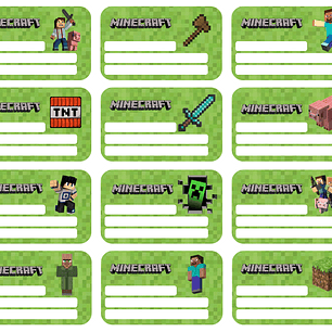 Set Etiquetas Escolares Minecraft