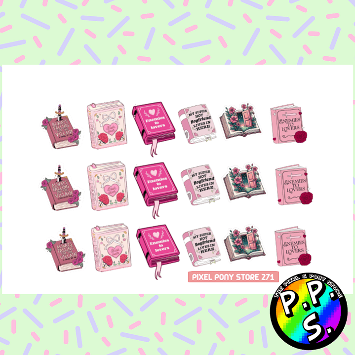 Lámina de Stickers 271 Libros de Chica Lectora 1