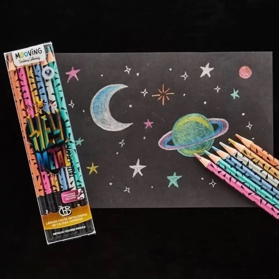 Mooving - Set 6 Lapices Colores Metalizados Premium  3