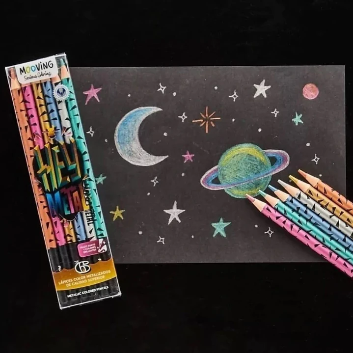 Mooving - Set 6 Lapices Colores Metalizados Premium  3