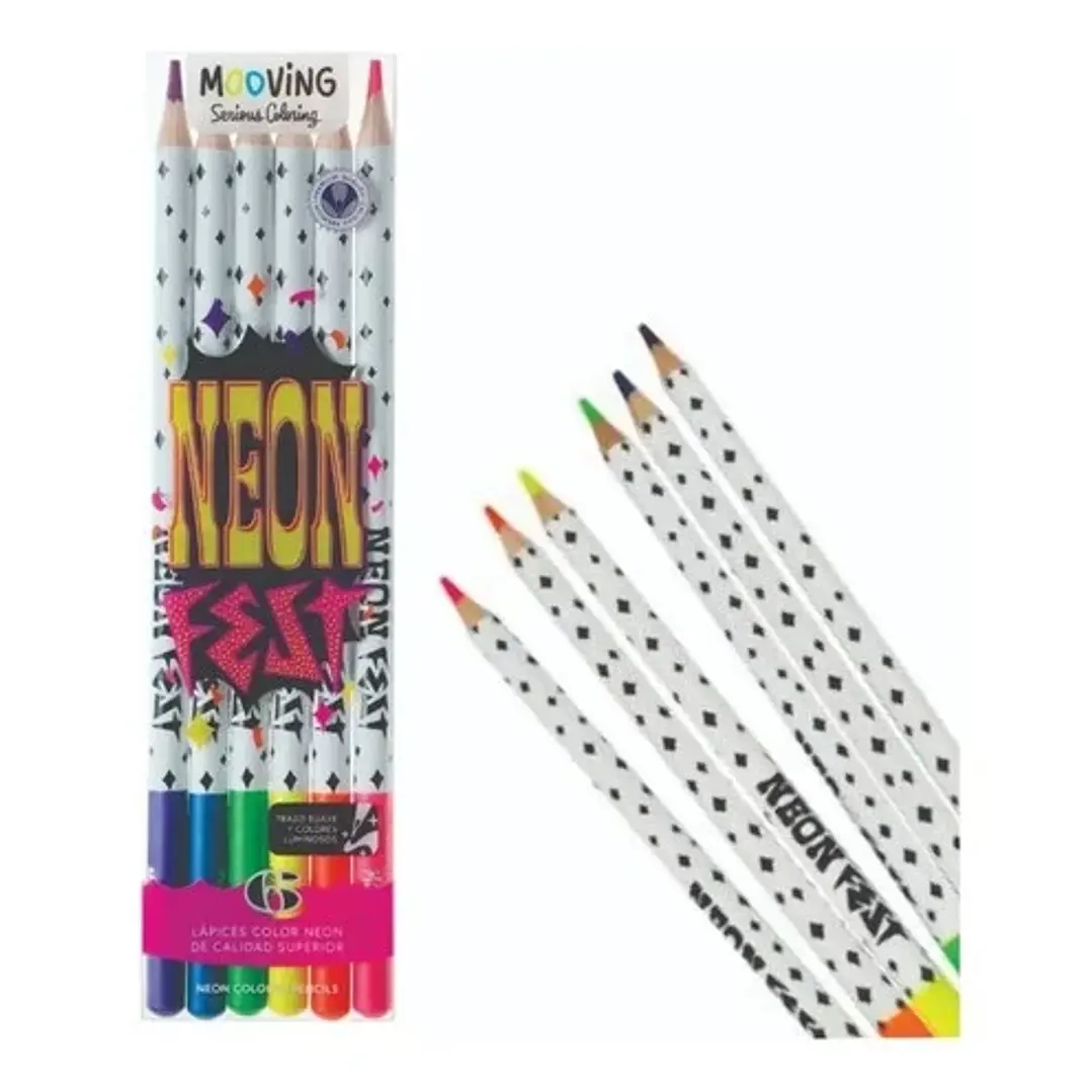 Mooving - Set 6 Lapices Colores Neon Premium 2