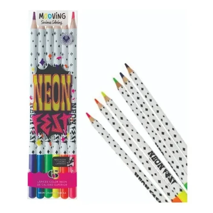 Mooving - Set 6 Lapices Colores Neon Premium 2