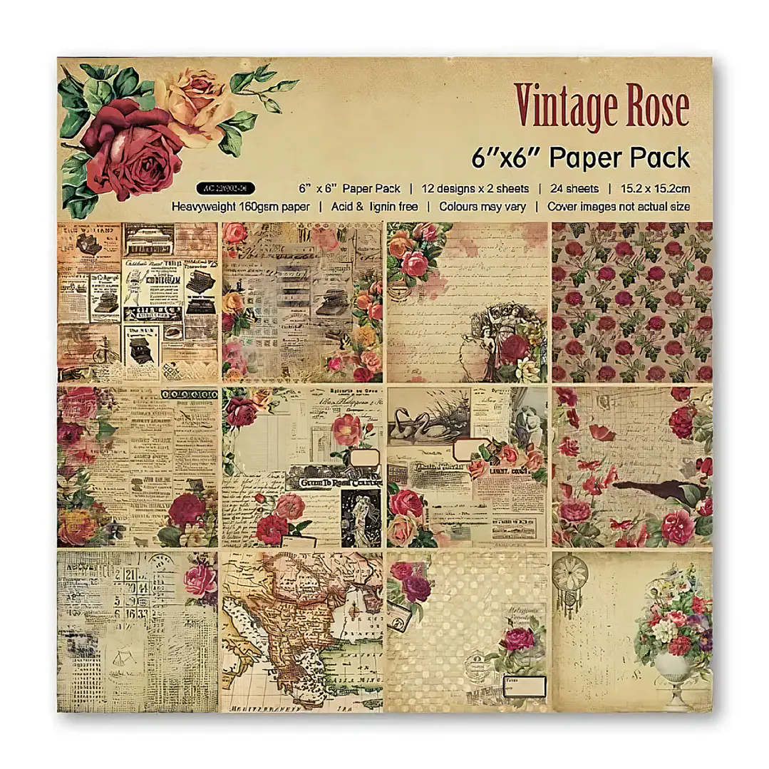Set Papeles Decorativos Vintage Rose 1