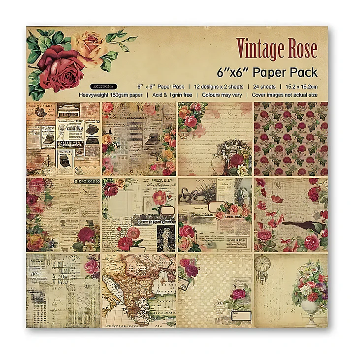 Set Papeles Decorativos Vintage Rose 1