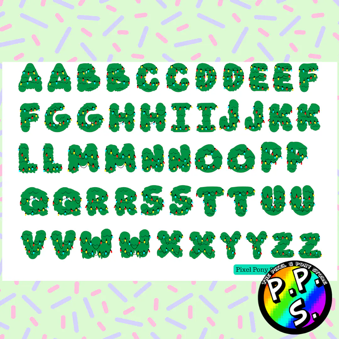 Lamina de Stickers 276 Letras Arbol de Navidad 1