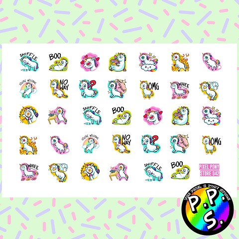 Lámina de Stickers 42B Unicornio Facebook