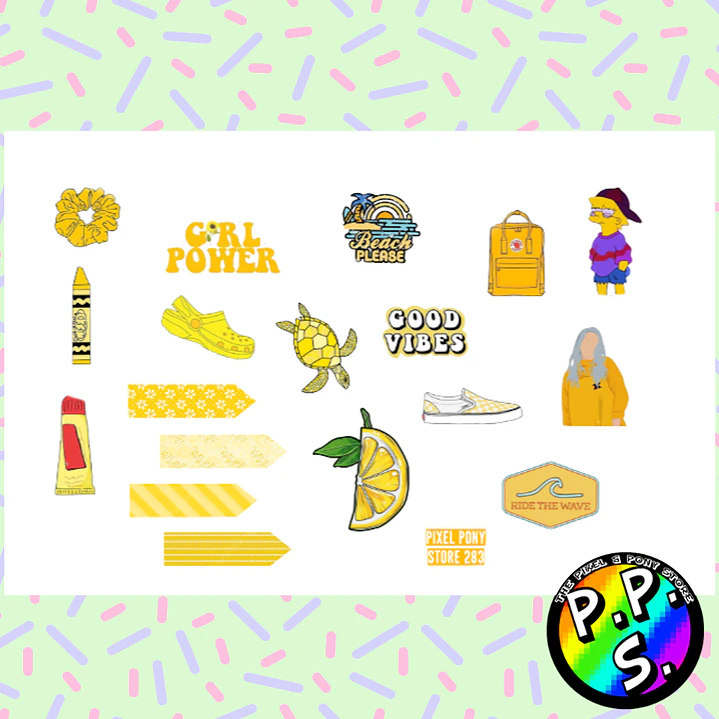 Lámina de Stickers 283 Yellow 1