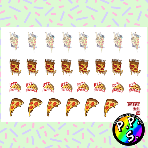 Lámina de Stickers 64 Pizza