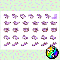 Lámina de Stickers 102 Unicornio Morado