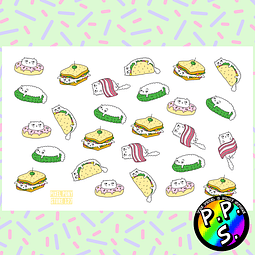 Lámina de Stickers 127 Gatos Sandwich