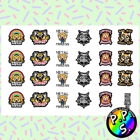 Lámina de Stickers 128 Aggretsuko