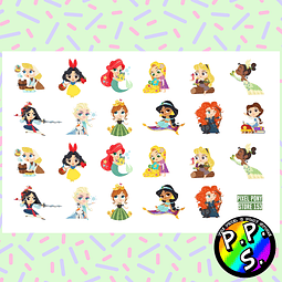 Lámina de Stickers 153 Princesas