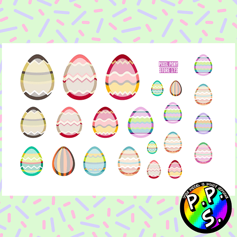 Lámina de Stickers 173 Huevos de Pascua Soft
