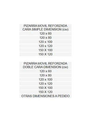 PIZARRA CON RUEDAS SOPORTE DESMONTABLE OPCIONAL SOPORTE FIJO
