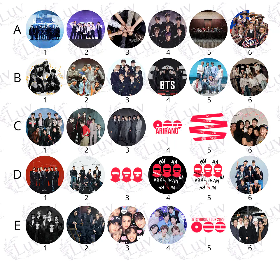 Chapitas BTS OT7 | Colección Grupal 2