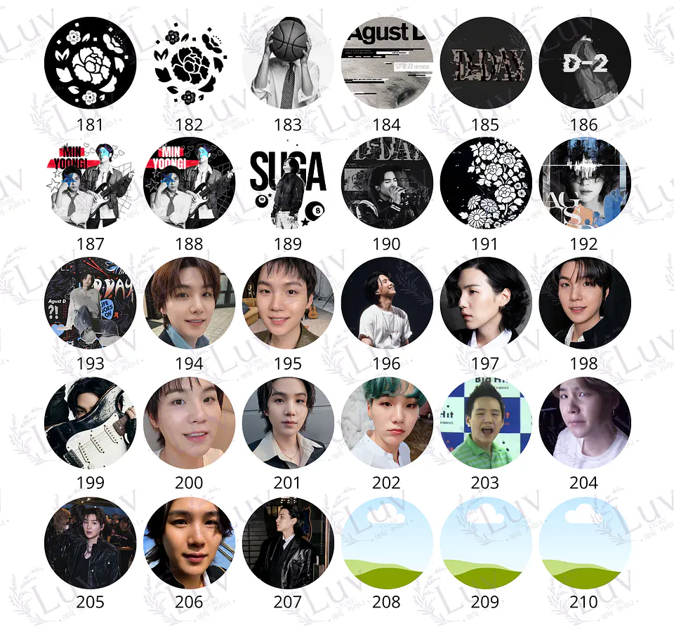 Chapitas SUGA BTS | Colección Yoongi 8