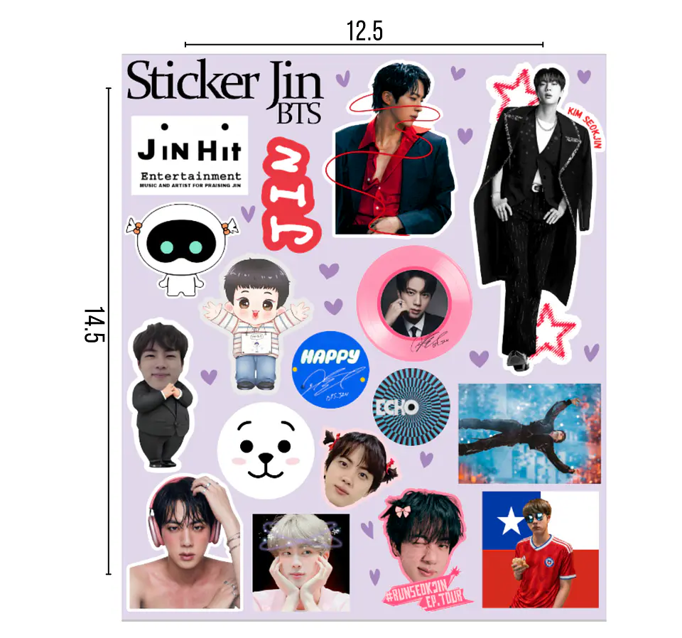 Lámina de Stickers BTS Laminados – Elige Integrante 1