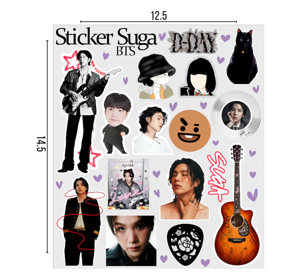 Lámina de Stickers BTS Laminados – Elige Integrante 3
