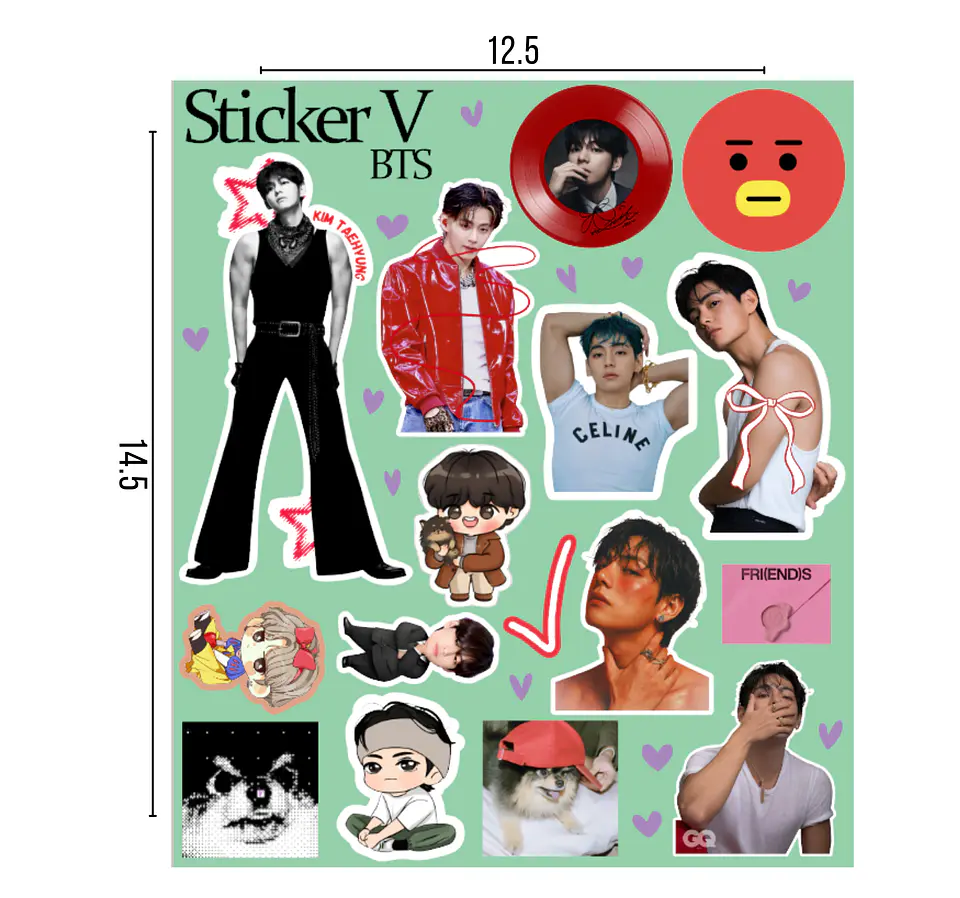 Lámina de Stickers BTS Laminados – Elige Integrante 6