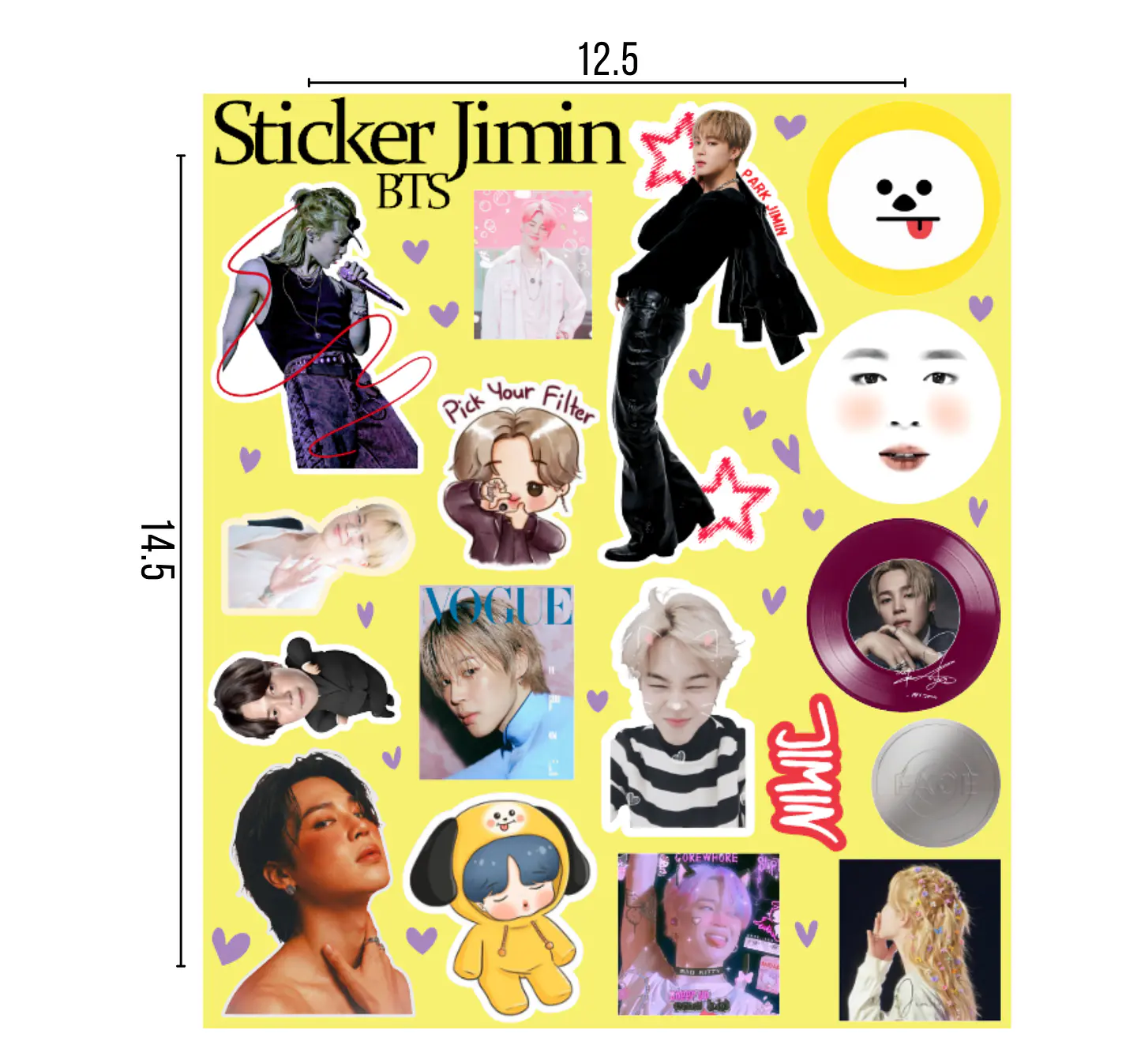 Lámina de Stickers BTS Laminados – Elige Integrante 7