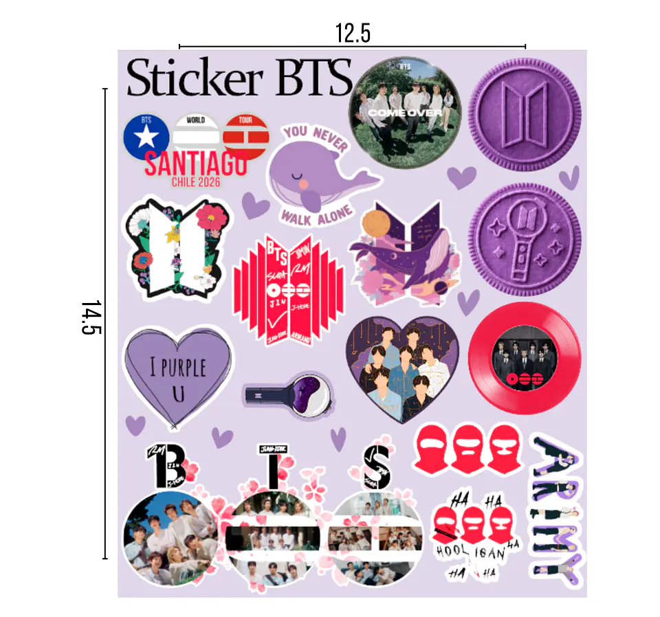 Lámina de Stickers BTS Laminados – Elige Integrante 8