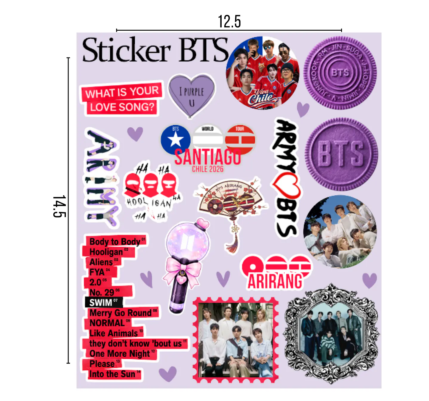 Lámina de Stickers BTS Laminados – Elige Integrante 9
