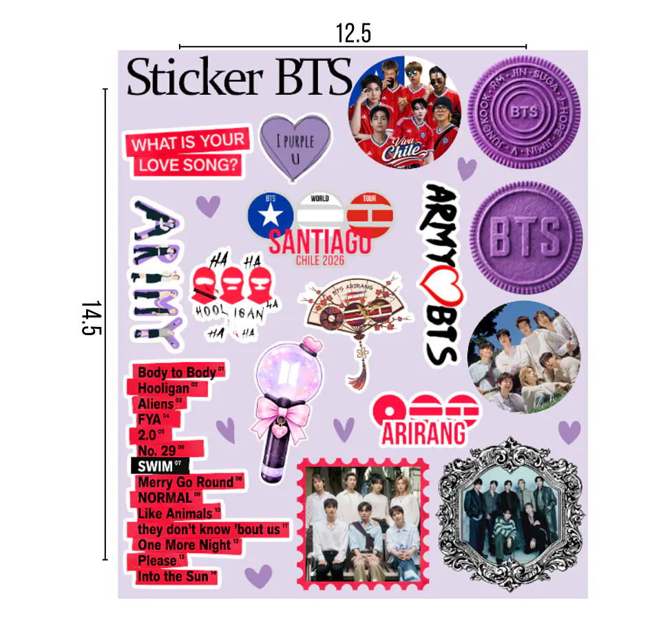 Lámina de Stickers BTS Laminados – Elige Integrante 9