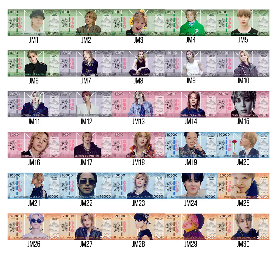 Bitibilletes BTS OT7 | Edición Coleccionable | Billetes 12