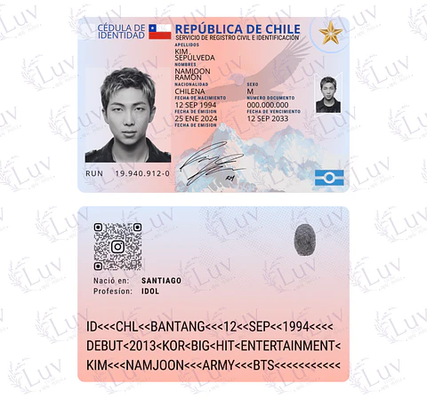 Carnet BTS Chileno Fanmade | Elige tu Integrante