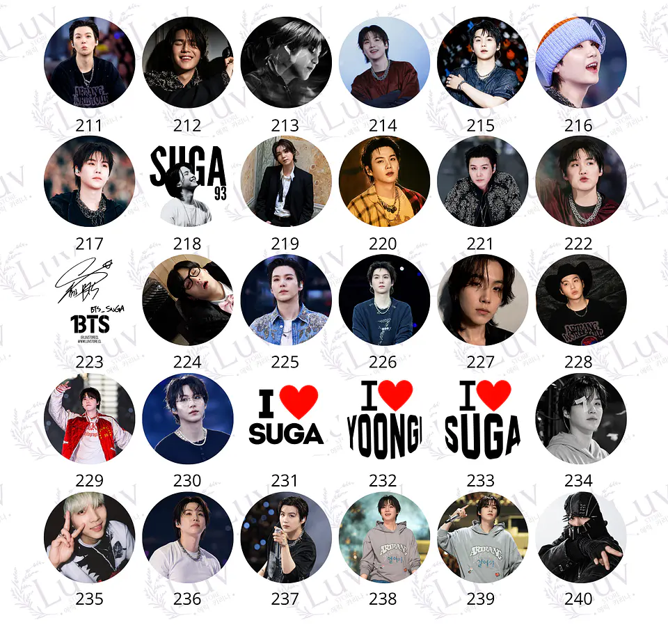 Chapitas SUGA BTS | Colección Yoongi 9