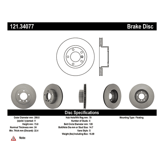 Disco Freno C-TEK 121.34077