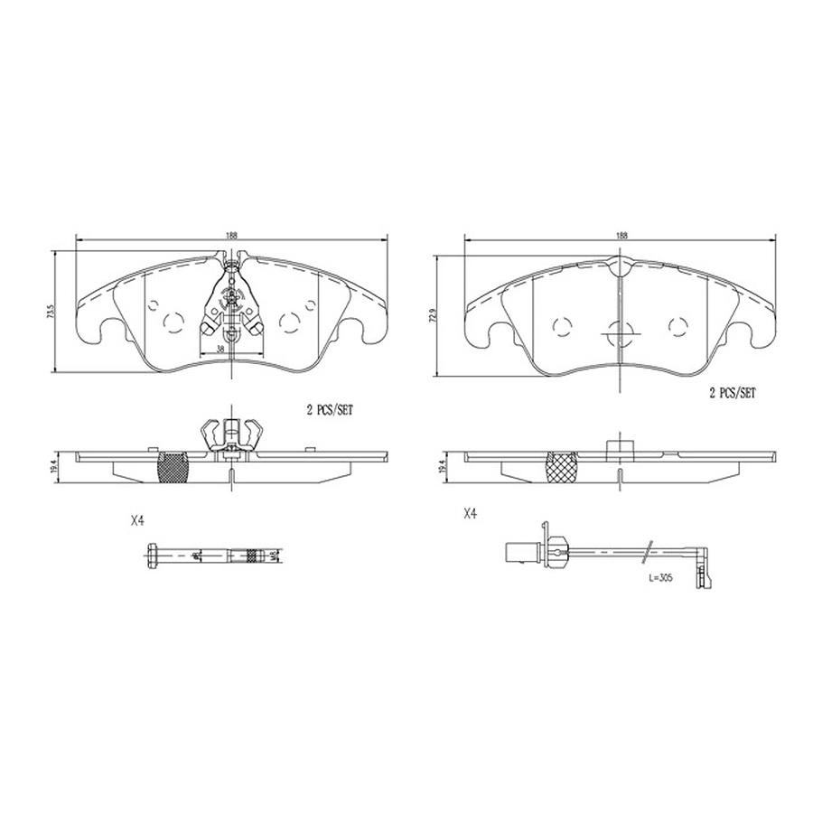 Pastillas Freno Audi S5 2007-2012 Delantero 2