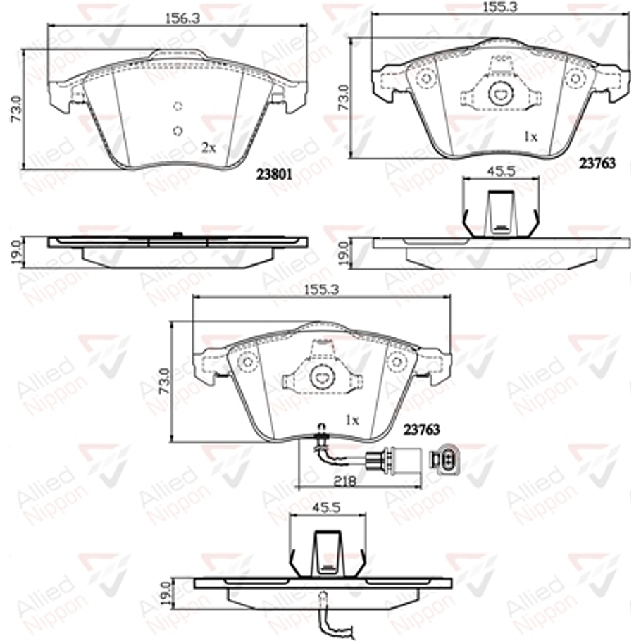 Pastillas Freno Volkswagen EOS 2006-2016 Delantero 2