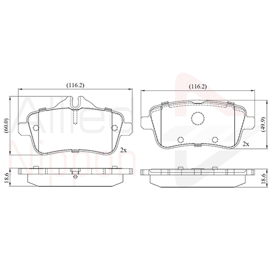 Pastillas Freno Mercedes Benz SLK55 AMG 2011-2020 Trasero 2