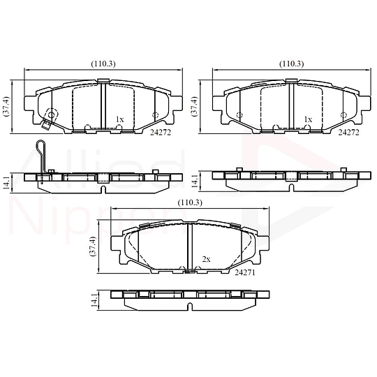 Pastillas Freno Subaru Impreza 2011-2016 Trasero