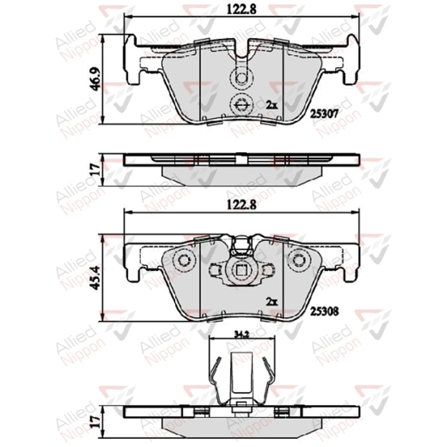 Pastillas Freno BMW 328iX 2011-2019 Trasero 2