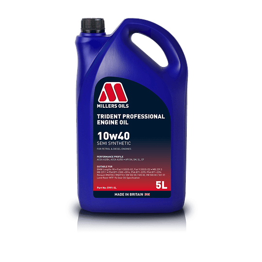 Aceite Motor MILLER´S Trident Professional 10w40 Formato 5L