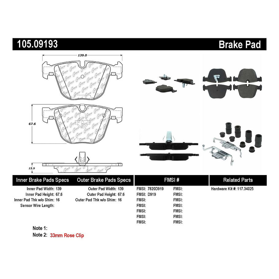 Pastillas Freno BMW 740Li 2008-2015 Trasero 2