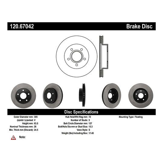 Disco Freno CENTRIC 120.67042