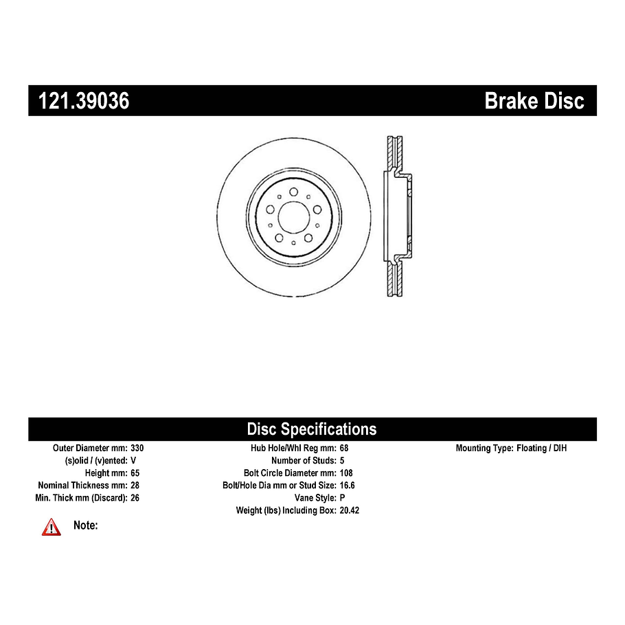 Disco Freno C-TEK 121.39036 1