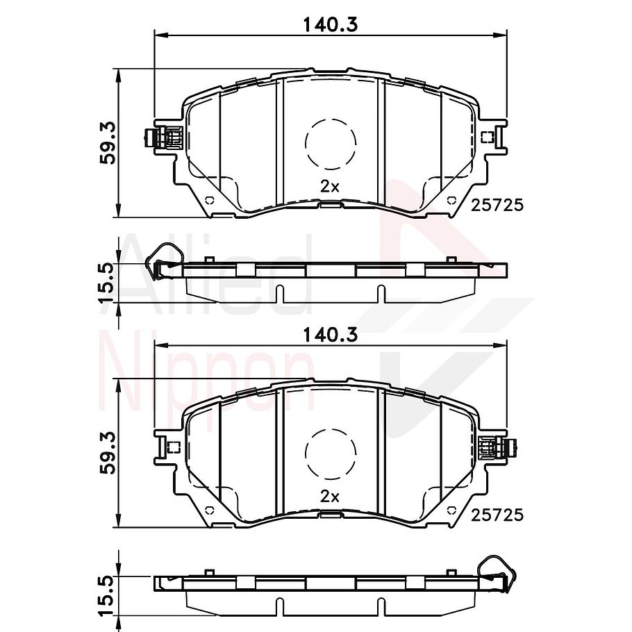 Pastillas Freno Mazda 6 2012-2016 Delantero 2