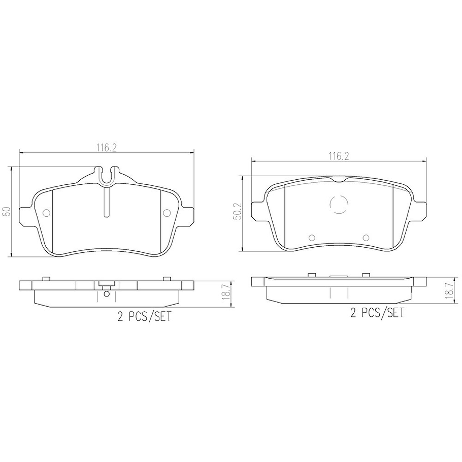 Pastillas Freno Mercedes Benz GL350 2013-2019 Trasero 2