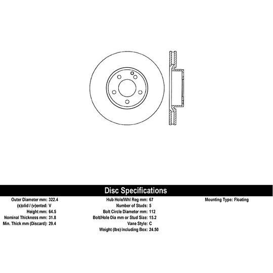 Disco Freno MOTAQUIP LVBD1353Z