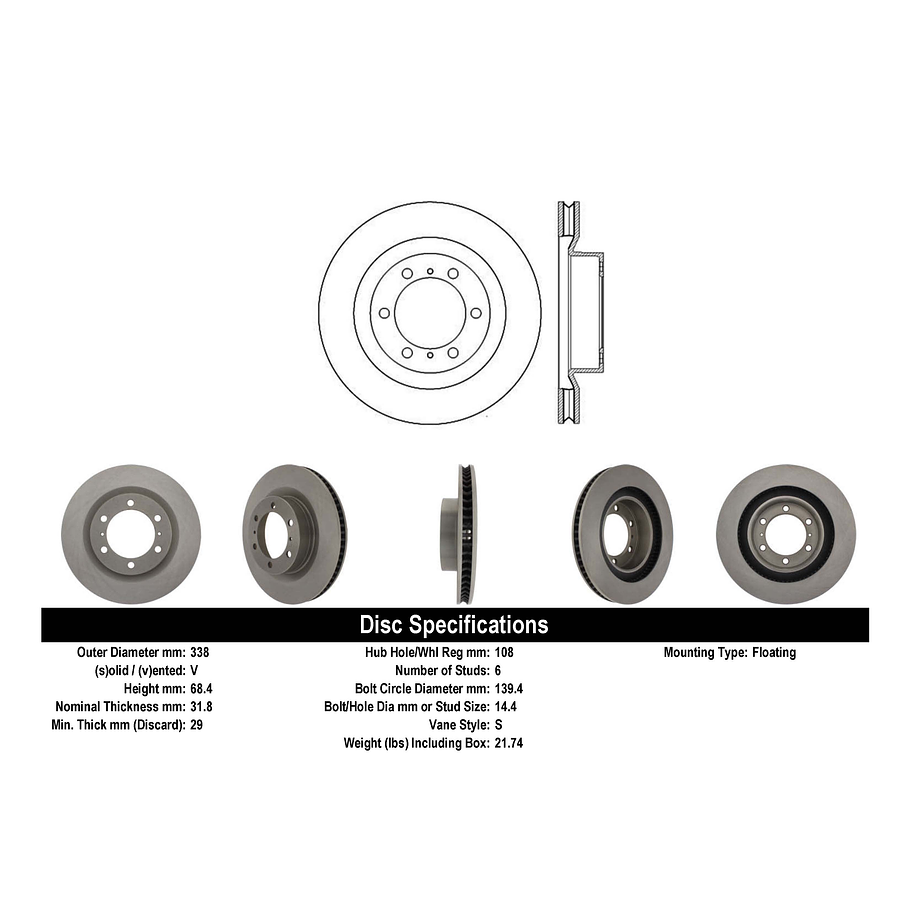 Disco Freno Toyota 4Runner 2010-2023 Delantero 2