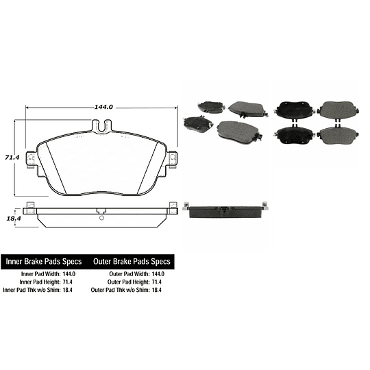 Pastillas Freno Mercedes Benz B180 CDI 2012-2019 Delantero