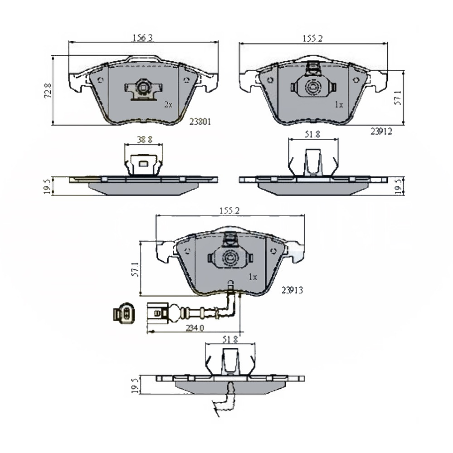 Pastillas Freno Volkswagen Golf Variant 2003-2010 Delantero 2