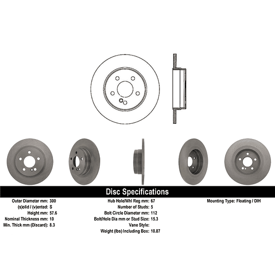 Disco Freno Mercedes Benz C280 1994-2000 Trasero