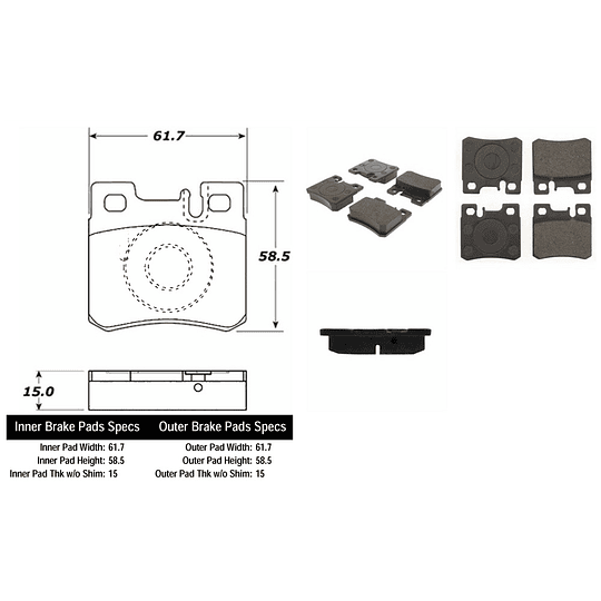 Pastillas Freno Mercedes Benz SL500; 500SL 1989-2002 Trasero